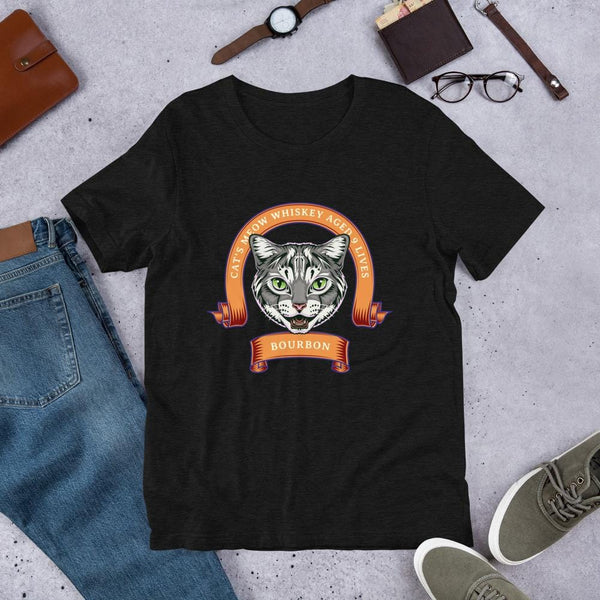 Cat puns and bourbon: With this tee, you'll be feline fine! Litterly, this t-shirt is purr-fect It would be a cat-astrophe to miss out on these threads. Is this tee fur-real? Pawsitive vibes! Catskills Meowntain inspired Catnip is bourbon for cats And one more: we tried this t-shirt in purr-ple, but it didn't look very good.